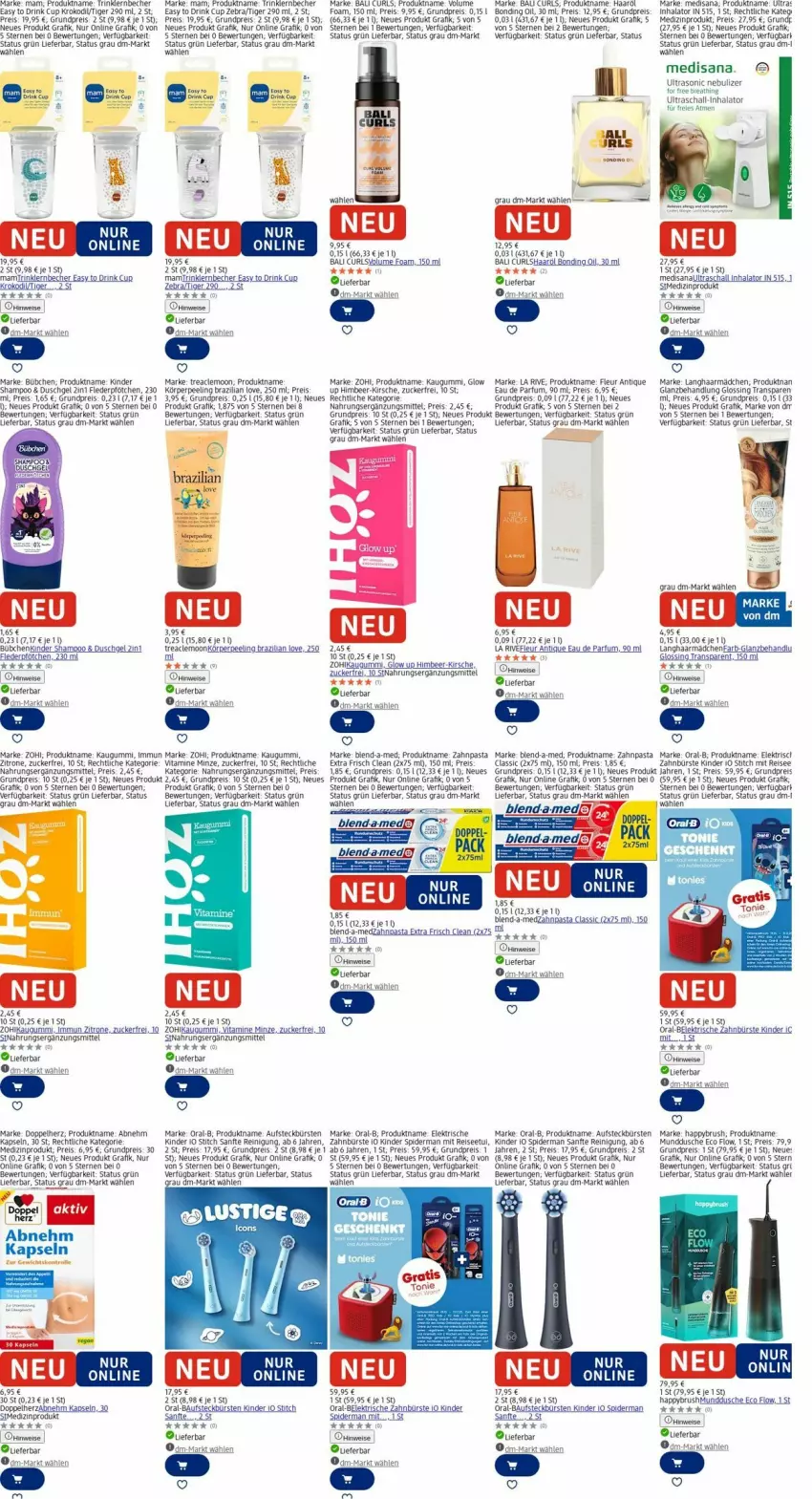 Aktueller Prospekt Dm Drogerie - Prospekte - von 13.10 bis 22.10.2025 - strona 3 - produkty: akku, aufsteckbürsten, Becher, blend-a-med, Brazilian, bübchen, bürste, bürsten, doppelherz, drink, dusche, duschgel, Eau de parfum, eis, elektrische zahnbürste, himbeer, isana, kaugummi, Kinder, kirsch, kirsche, La Rive, Lusti, mam, medisana, medizinprodukt, minze, oral-b, parfum, pasta, Peeling, Reinigung, reis, sana, Schal, shampoo, Ti, uhu, vita, Vitamine, zahnbürste, zahnpasta, zitrone, zucker