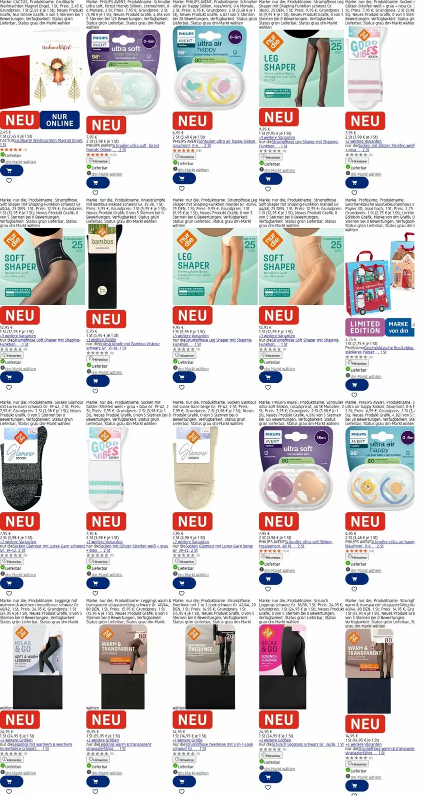 Aktueller Prospekt Dm Drogerie - Prospekte - von 13.10 bis 22.10.2025 - strona 5 - produkty: bambus, creme, dell, eis, Engel, Geschenktasche, gin, hose, kuchen, Lebkuchen, leggings, mandel, mint, papier, Philips, reifen, reis, Ria, rum, sim, socken, strümpfe, Strumpfhose, Tasche, tee, Ti, uhu, weihnachten
