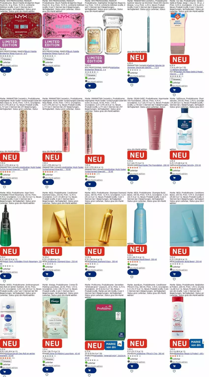 Aktueller Prospekt Dm Drogerie - Prospekte - von 13.10 bis 22.10.2025 - strona 8 - produkty: aeg, Antitranspirant, body, bree, chia, creme, deo, deo roll-on, eis, Eyeliner, Finish, kneipp, Lotion, Maske, moser, nivea, Palette, Peeling, pfirsich, Profissimo, reis, Ria, roll-on, Serviette, servietten, shampoo, sim, socken, tee, Ti, tonic