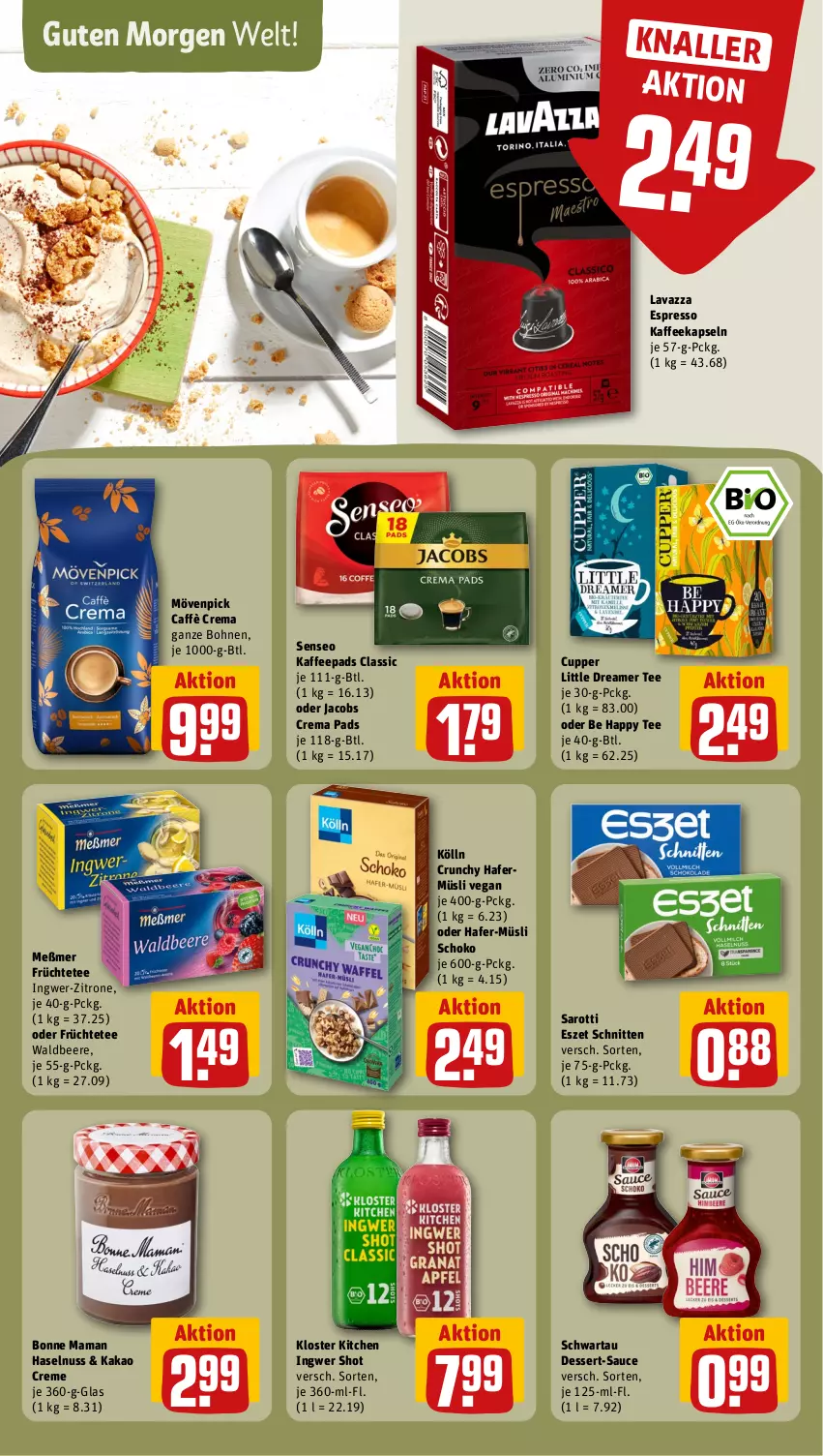 Aktueller Prospekt Rewe - Prospekte - von 20.11 bis 25.11.2023 - strona 13 - produkty: beere, bohne, bohnen, bonne maman, caffè crema, crema pads, creme, dessert, espresso, früchte, Früchtetee, hafer, haselnuss, ingwer, jacobs, Jacobs Crema, kaffee, kaffeekapseln, kaffeepads, kakao, kölln, lavazza, mam, Meßmer, mövenpick, müsli, nuss, oder jacobs, saro, sarotti, sauce, schnitten, schoko, Schwartau, senseo, tee, Ti, zitrone