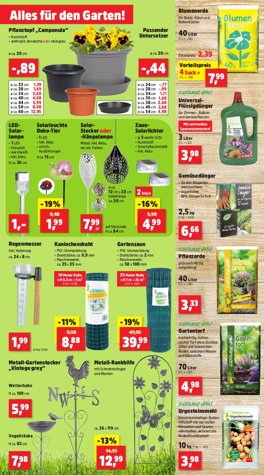 Aktueller Prospekt Thomas Philipps - von 12.02 bis 17.02.2024 - strona 3 - produkty: akku, arla, auto, bio, blume, blumen, blumenerde, Campanula, Draht, dünger, eis, ente, erde, flüssigdünger, frucht, Garten, Gartenpflanze, Gemüsedünger, Lampe, leds, Leuchte, Mantel, mehl, messer, Mett, pflanze, pflanzen, pflanzerde, Pflanztopf, Rauch, reis, sac, Schal, Schmetterling, solarlampe, solarleuchte, Ti, topf, Untersetzer, vorteilspreis, wasser