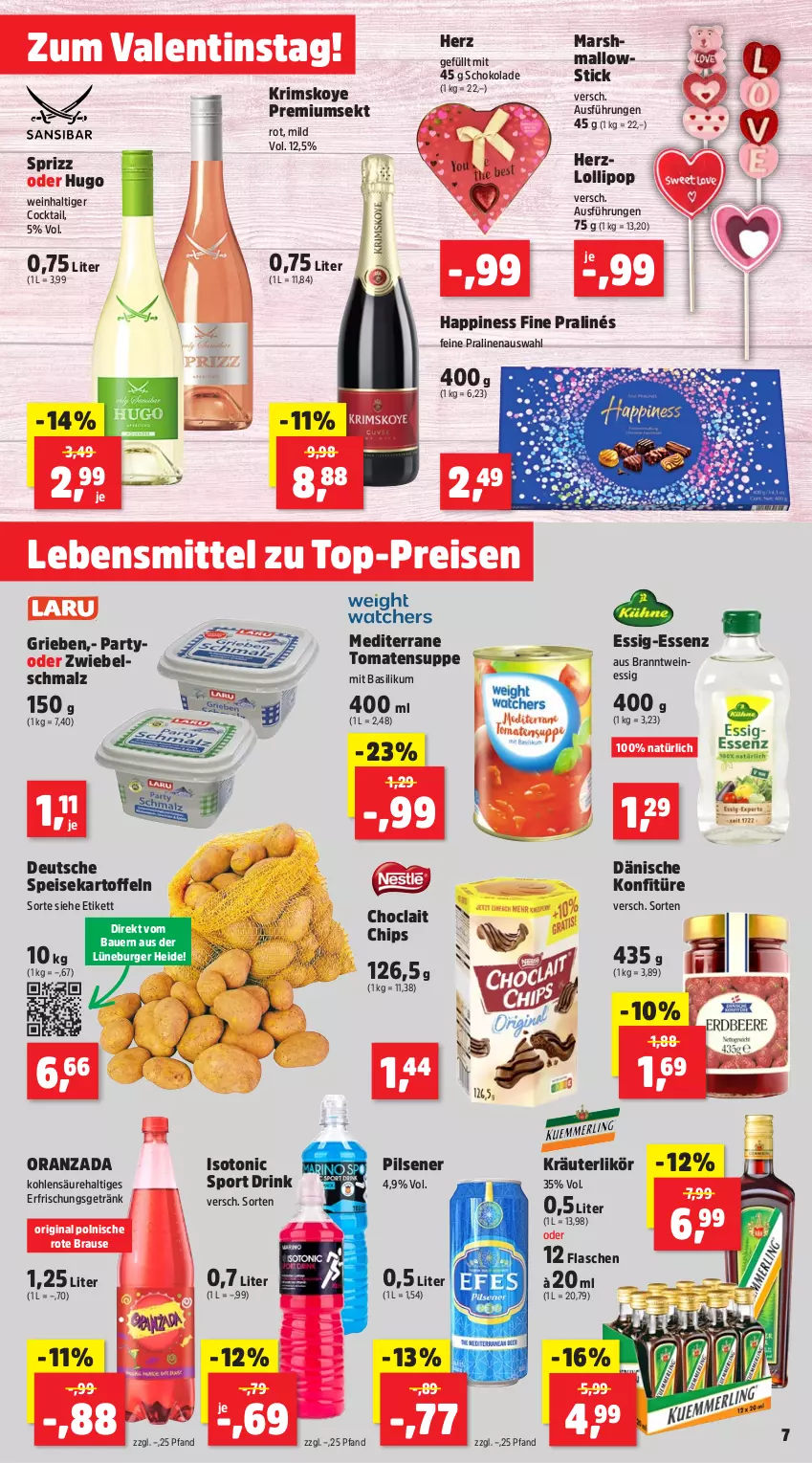 Aktueller Prospekt Thomas Philipps - von 12.02 bis 17.02.2024 - strona 7 - produkty: auer, basilikum, Bau, Bauer, brause, burger, chips, choclait chips, cocktail, drink, eis, erfrischungsgetränk, essig, flasche, getränk, gin, hugo, kartoffel, kartoffeln, konfitüre, kräuter, kräuterlikör, lebensmittel, likör, malz, mars, pils, pilsener, pralinen, reis, Schmalz, schoko, schokolade, sekt, speisekartoffeln, Sport, Sprizz, suppe, Ti, tomate, tomaten, Tomatensuppe, tonic, top-preis, wein, weine, Yo, zwiebel