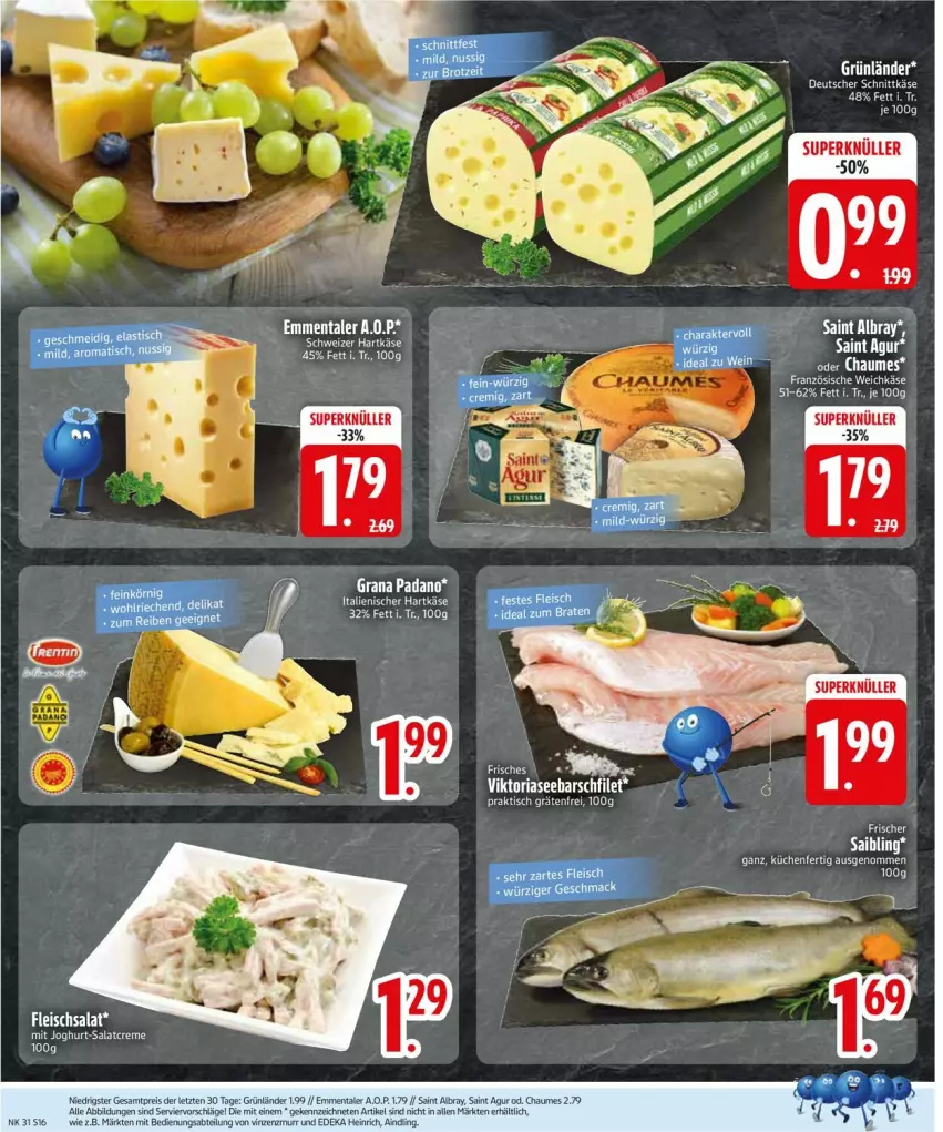 Aktueller Prospekt Edeka - Prospekte - von 28.07 bis 02.08.2025 - strona 18 - produkty: Abtei, albray, deka, deutscher schnittkäse, eis, fleisch, fleischsalat, grana, grana padano, grünländer, hartkäse, italienischer hartkäse, Käse, padano, Rana, Saint Agur, saint albray, salat, schnittkäse, tee, Ti