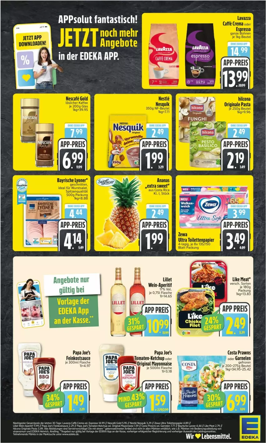 Aktueller Prospekt Edeka - Prospekte - von 28.07 bis 02.08.2025 - strona 2 - produkty: angebot, angebote, beutel, eis, espresso, feinkost, flasche, garnelen, gin, ketchup, mayonnaise, Papa Joe's, prawns, reis, sauce, Ti, tomate, tomaten, Yo, zewa
