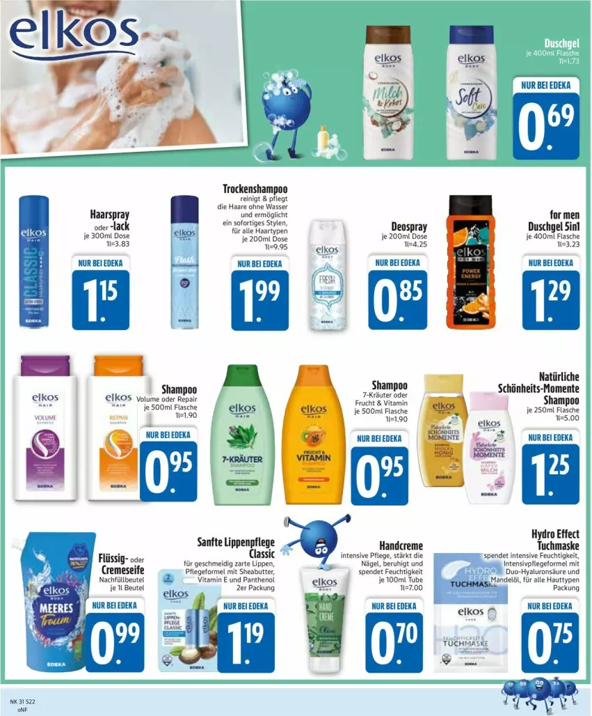 Aktueller Prospekt Edeka - Prospekte - von 28.07 bis 02.08.2025 - strona 24 - produkty: beutel, butter, creme, cremeseife, deka, deo, deospray, duschgel, Effect, elkos, ente, flasche, frucht, haarspray, handcreme, hyaluron, lack, Lippenpflege, mandel, Mandelöl, Maske, Panthenol, Seife, shampoo, Sheabutter, Ti, Trockenshampoo, tuc, tuchmaske, vita, wasser