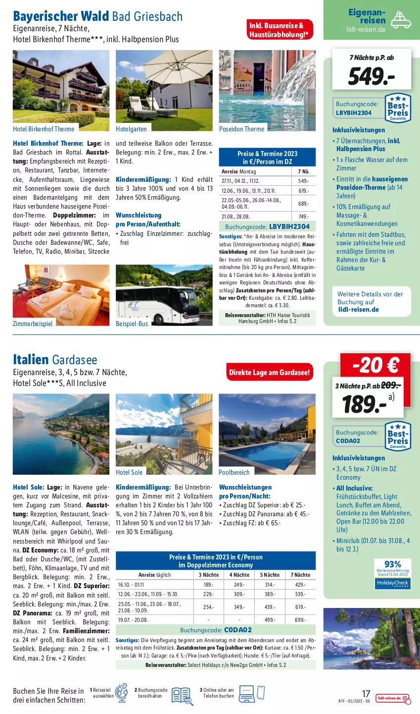 Aktueller Prospekt Lidl - Themenflyer Mai 2023 - von 12.05 bis 15.06.2023 - strona 17 - produkty: aust, axe, Bad, Bademantel, Badewanne, bett, Betten, Brei, buch, dusche, eis, emmi, flasche, Garten, getränk, getränke, gin, inklusivleistungen, italien gardasee, Kinder, koffer, kosmetik, kurtaxe, LG, Liege, Mantel, Mode, pool, Radio, rama, reis, reiseveranstalter, rezept, sim, snack, sonnenliege, tee, telefon, Ti, uhr, Wanne, wasser, Whirlpool, zimmerbeispiel