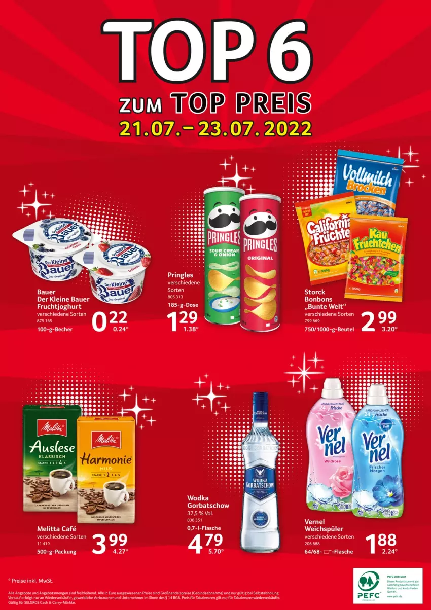 Aktueller Prospekt Selgros - Food - von 21.07 bis 27.07.2022 - strona 24 - produkty: angebot, angebote, auer, Bau, Bauer, bonbons, eier, eis, elle, flasche, gin, Gorbatschow, leine, LG, melitta, Rauch, reis, Ti, vernel, weichspüler, wodka