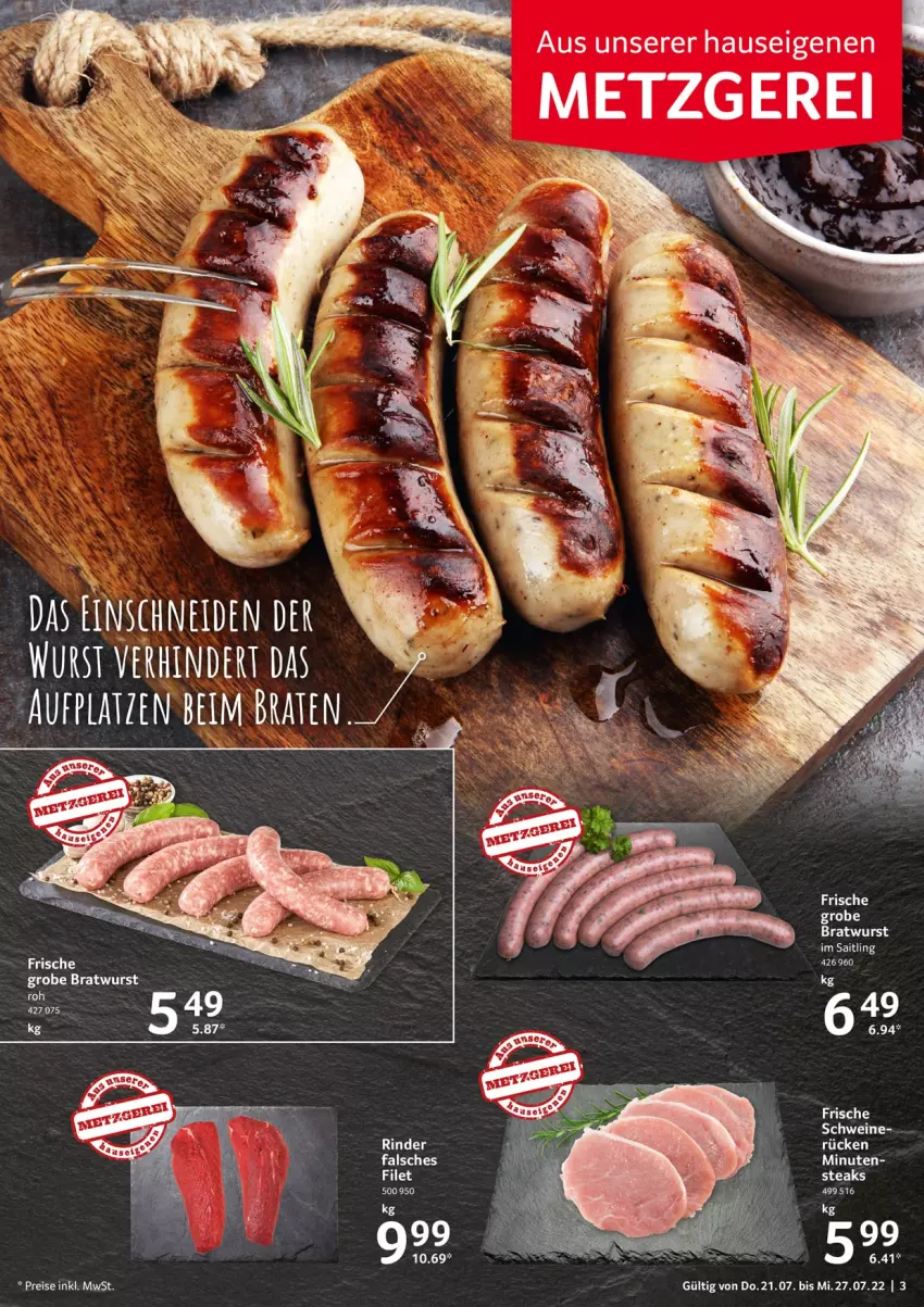 Aktueller Prospekt Selgros - Food - von 21.07 bis 27.07.2022 - strona 3 - produkty: braten, bratwurst, eis, Falsches Filet, filet, grobe bratwurst, reis, rind, rinder, schwein, schweine, steak, steaks, Ti, wein, weine, wurst