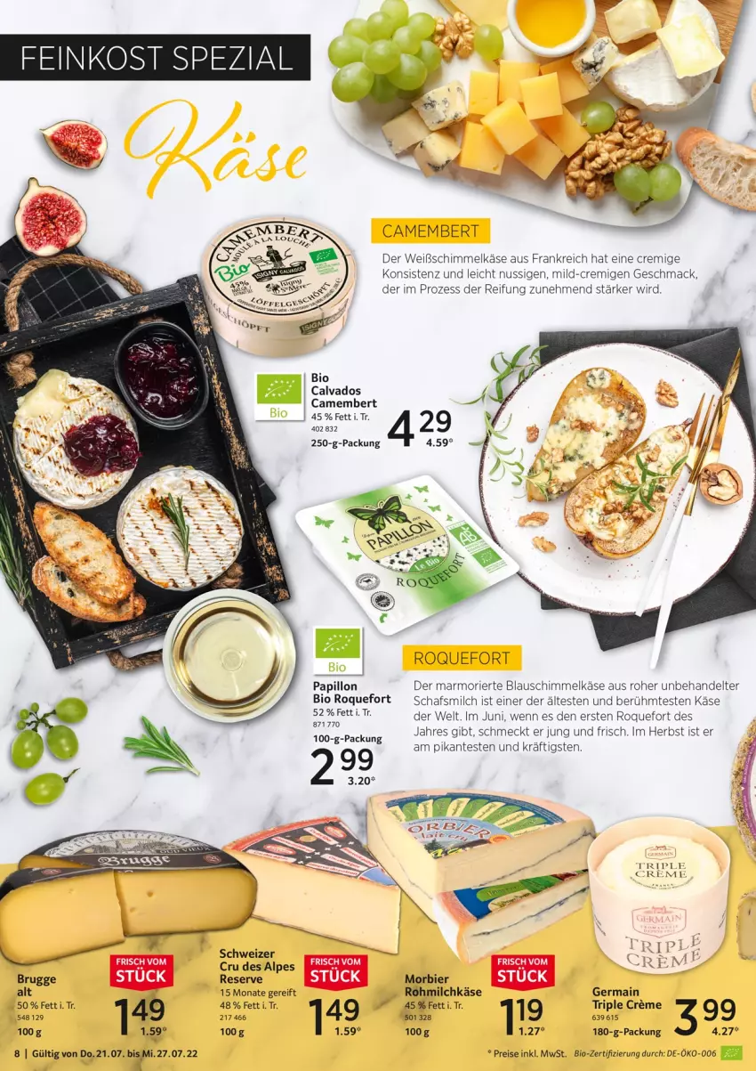 Aktueller Prospekt Selgros - Food - von 21.07 bis 27.07.2022 - strona 8 - produkty: bier, bio, Brei, camembert, creme, eis, Germ, Käse, LG, mac, milch, Morbier, nuss, reis, Ti, tuc