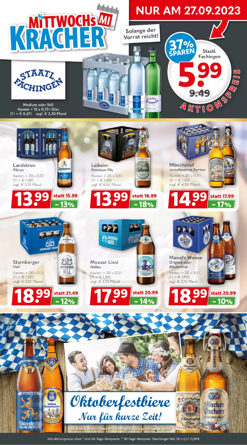 Aktueller Prospekt Getraenkeland - von 18.09 bis 30.09.2023 - strona 3 - produkty: aktionspreis, alkohol, Berger, bestpreis, bestpreise, bier, eis, elle, gin, mais, mönchshof, pils, pilsner, premium pils, reis, Staatl. Fachingen, Ti