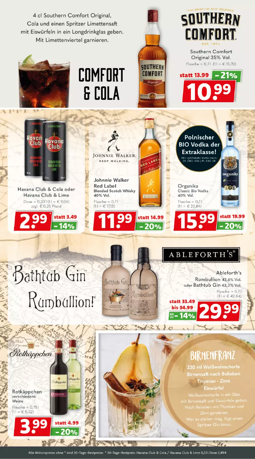 Aktueller Prospekt Getraenkeland - von 18.09 bis 30.09.2023 - strona 7 - produkty: aktionspreis, bestpreis, bestpreise, bio, blended scotch, blended scotch whisky, cola, drink, eis, eiswürfel, flasche, garnier, gin, Havana Club, johnnie walker, limette, limetten, Mett, metten, reis, rotkäppchen, rum, saft, scotch, scotch whisky, Southern Comfort, Ti, vodka, wein, weine, whisky, würfel