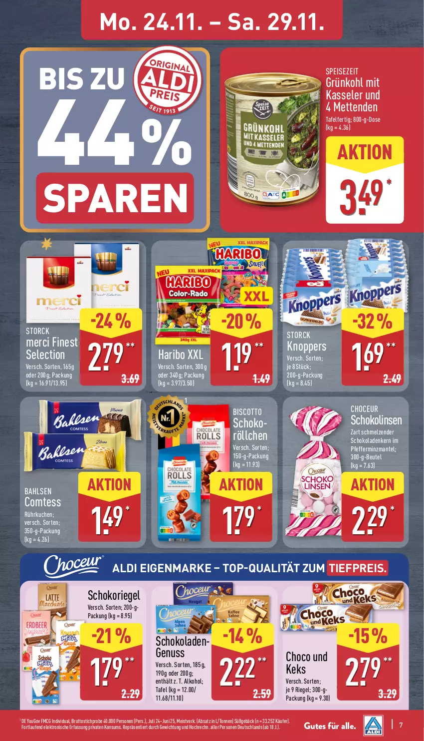 Aktueller Prospekt Aldi Nord - Von Montag - von 24.11 bis 29.11.2025 - strona 13 - produkty: aldi, alkohol, bahlsen, beutel, biscotto, brut, comtess, eis, Elektro, haribo, HP, kasseler, keks, knoppers, kuchen, Laufen, linsen, Mantel, merci, Mett, metten, Mettenden, nuss, pfeffer, reis, riegel, schoko, schokolade, schokoladen, Schokolinsen, schokoriegel, storck, Ti, tiefpreis, Yo