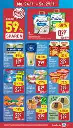 Gazetka promocyjna Aldi Nord - Von Montag - Gazetka - ważna od 29.11 do 29.11.2025 - strona 11 - produkty: actimel, almette, alpenfrischkäse, antipasti, arla, asti, aufstrich, Becher, brot, brotaufstrich, butter, cin, creme, danone, ehrmann, eis, fleisch, fleischwurst, frischkäse, Garten, Geflügel, gin, gutfried, hartkäse, Kærgården, Käse, linsen, Mett, obst, obstgarten, Ofen, Ofenkäse, Popp, rouge, rougette, Ti, wurst, ZTE