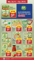 Gazetka promocyjna Aldi Nord - Von Montag - Gazetka - ważna od 29.11 do 29.11.2025 - strona 18 - produkty: aldi, aus der tiefkühlung, Becher, beutel, bio, eis, flasche, gin, hirtenkäse, Käse, Knödel, lachs, leine, milch, Ofen, pasta, pizza, reis, salz, sauce, Spezi, steinofen, Streichzart, tee, teewurst, teigwaren, Ti, tiefpreis, tomate, tomaten, wiener, wurst, ZTE