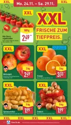 Gazetka promocyjna Aldi Nord - Von Montag - Gazetka - ważna od 29.11 do 29.11.2025 - strona 8 - produkty: beutel, eis, kartoffel, kartoffeln, LG, orange, orangen, reis, rispentomaten, sac, saft, Schal, Schale, speisekartoffeln, Ti, tiefpreis, tomate, tomaten, ZTE, zwiebel, zwiebeln