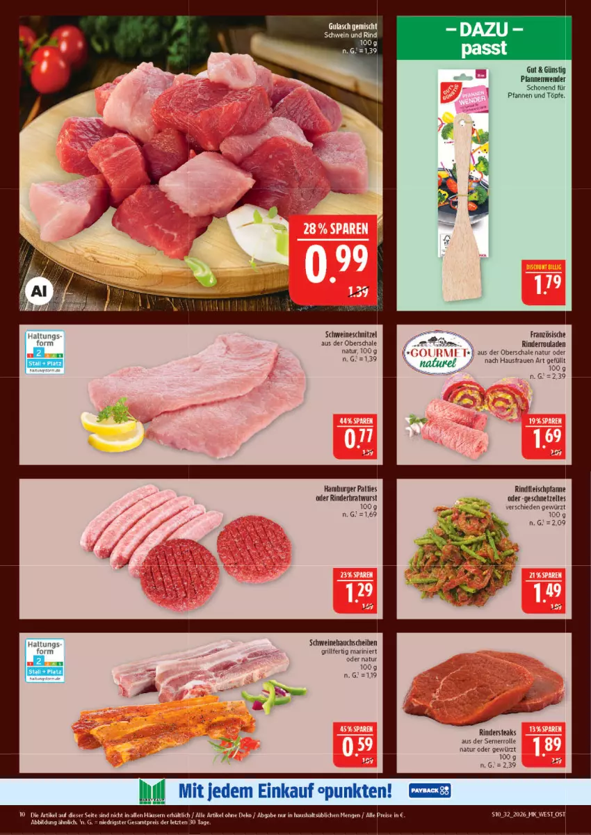 Aktueller Prospekt Marktkauf - Prospekt - von 02.08 bis 08.08.2026 - strona 10 - produkty: bratwurst, burger, eis, fleisch, geschnetzeltes, gewürz, grill, gulasch, hamburger, HP, natur, pfanne, pfannen, Pfannenwender, reis, rind, rinder, Rinderbratwurst, Rinderroulade, rinderrouladen, Rindersteak, rindfleisch, rouladen, Schal, Schale, schnitzel, schwein, schwein und rind, schweine, schweineschnitzel, steak, steaks, Ti, wein, weine, wurst, Zelt, ZTE