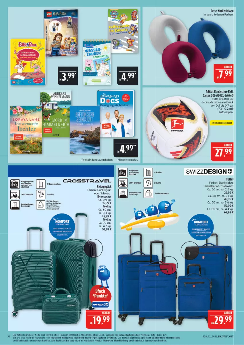 Aktueller Prospekt Marktkauf - Prospekt - von 02.08 bis 08.08.2026 - strona 38 - produkty: Adidas, ball, eis, kissen, LG, nackenkissen, Rauch, reis, schuhe, Sport, Ti, trolley