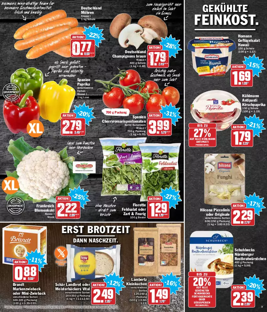 Aktueller Prospekt Aez - Prospekte - von 10.01 bis 15.01.2022 - strona 3 - produkty: Amber, antipasti, asti, becks, Berger, beutel, blume, blumen, blumenkohl, brandt, braten, braun, brot, champignon, champignons, champignons braun, eis, elle, feinkost, feldsalat, fertiggericht, fertiggerichte, fleisch, florette, Geflügel, geflügelsalat, gin, grill, hilcona, homann, HP, kirsch, kuchen, kühlmann, lambertz, LG, mac, Markenzwieback, Meister, möhren, nudel, Nudelgericht, nürnberger, nuss, paprika, piccolinis, reis, rel, rispentomaten, rwe, salat, Schal, Schale, snack, teller, tender, Ti, tomate, tomaten, vita, würstchen