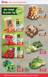 Gazetka promocyjna Famila - Prospekte - Gazetka - ważna od 15.01 do 15.01.2022 - strona 2 - produkty: beutel, bio, champignon, champignons, creme, eis, kohlrabi, möhren, paprika, paprika rot, Rauch, rosen, Rosenkohl, salat, salatherzen, Schal, Schale, speisemöhren, Speisezwiebeln, Spitzpaprika, Ti, tomate, tomaten, zwiebel, zwiebeln