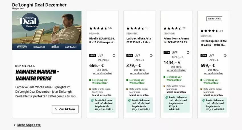 Aktueller Prospekt Saturn - Prospekte - von 08.12 bis 17.12.2025 - strona 3 - produkty: angebot, angebote, decke, delonghi, eis, kaffee, kaffeegenuss, ndk, nuss, reis, Spezi, Ti, versandkostenfrei, weihnachten