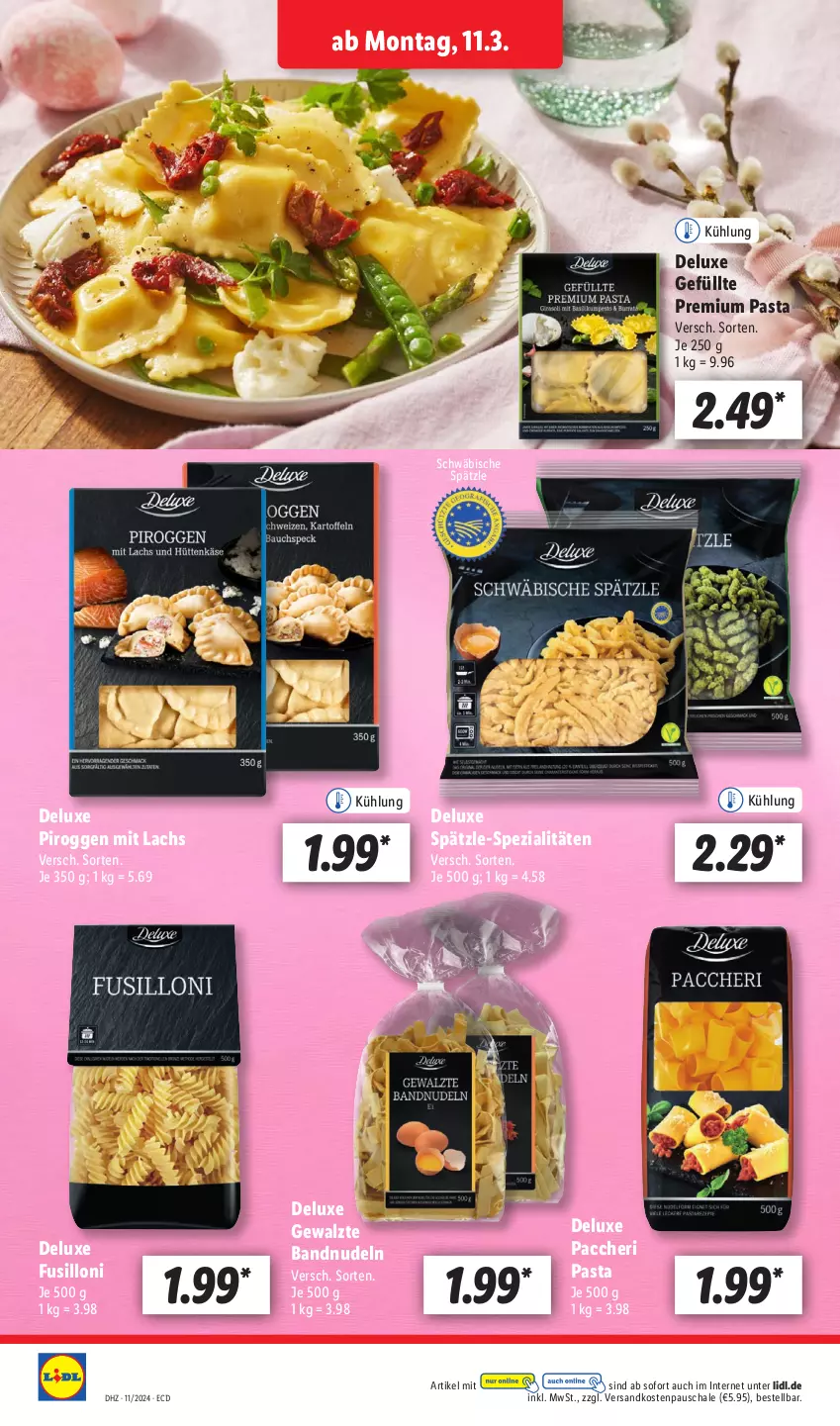 Aktueller Prospekt Lidl - Aktionsprospekt - von 11.03 bis 16.03.2024 - strona 14 - produkty: ACC, lachs, ndk, nudel, nudeln, pasta, Schal, Schale, Spezi, Ti, ZTE