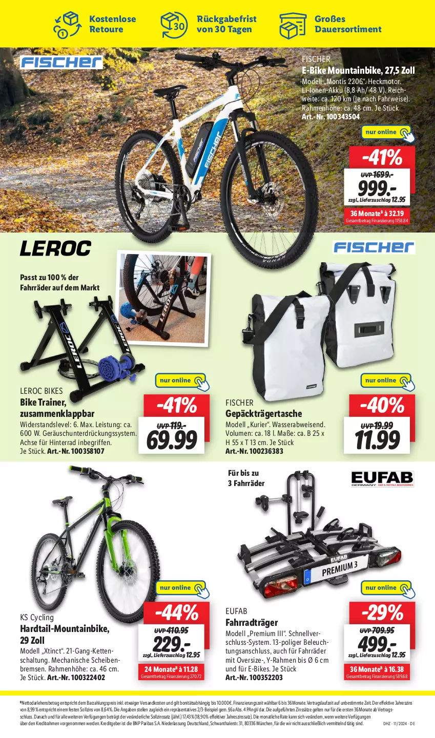 Aktueller Prospekt Lidl - Aktionsprospekt - von 11.03 bis 16.03.2024 - strona 25 - produkty: akku, auer, beleuchtung, Clin, dell, E-Bike, E-Bikes, eis, elle, erde, eufab, Fahrrad, fisch, fische, Fischer, Kette, Mode, Mountainbike, ndk, reis, rwe, Schal, Tasche, Ti, wasser