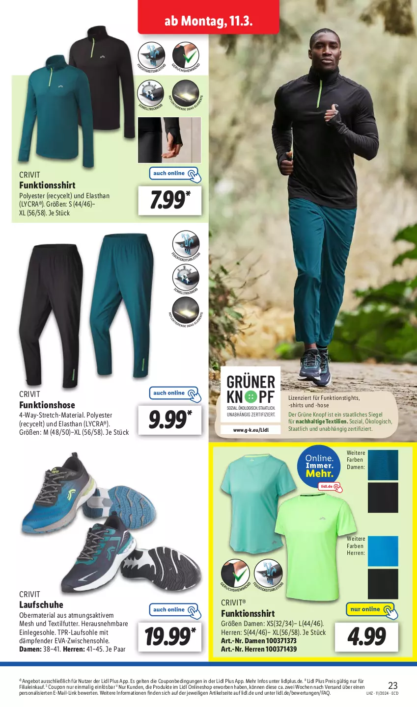 Aktueller Prospekt Lidl - Aktionsprospekt - von 11.03 bis 16.03.2024 - strona 27 - produkty: angebot, coupon, crivit, eis, funktionsshirt, hose, Laufschuhe, Persona, reis, Ria, schuhe, shirt, shirts, Ti