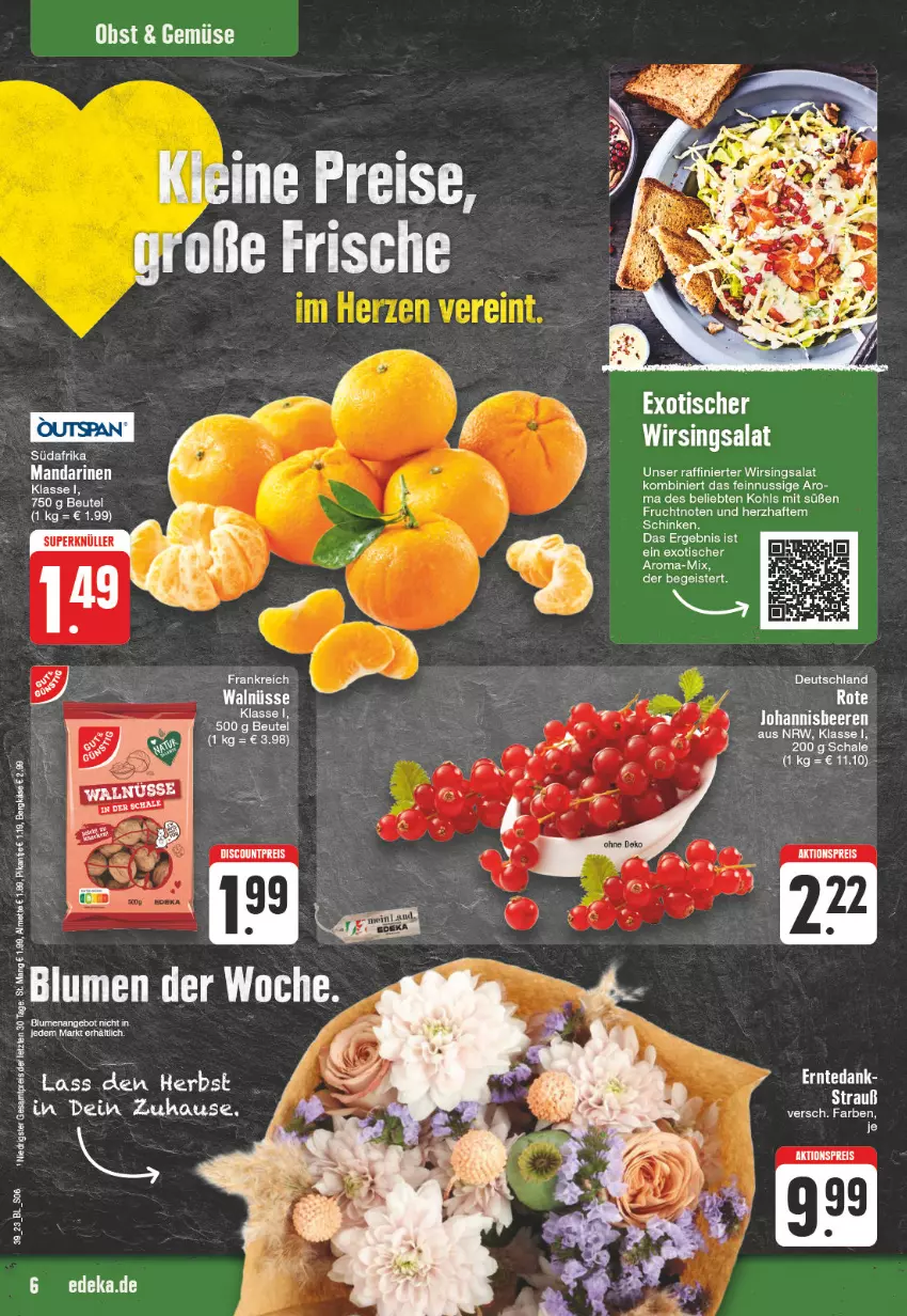 Aktueller Prospekt E Center - Angebote der Woche - von 25.09 bis 30.09.2023 - strona 6 - produkty: aktionspreis, almette, angebot, Bergkäse, beutel, blume, blumen, discount, eis, frucht, Käse, mandarine, mandarinen, Mett, nuss, obst, reis, salat, Schal, Schale, schinken, St. Mang, tee, Ti, tisch, Wirsing