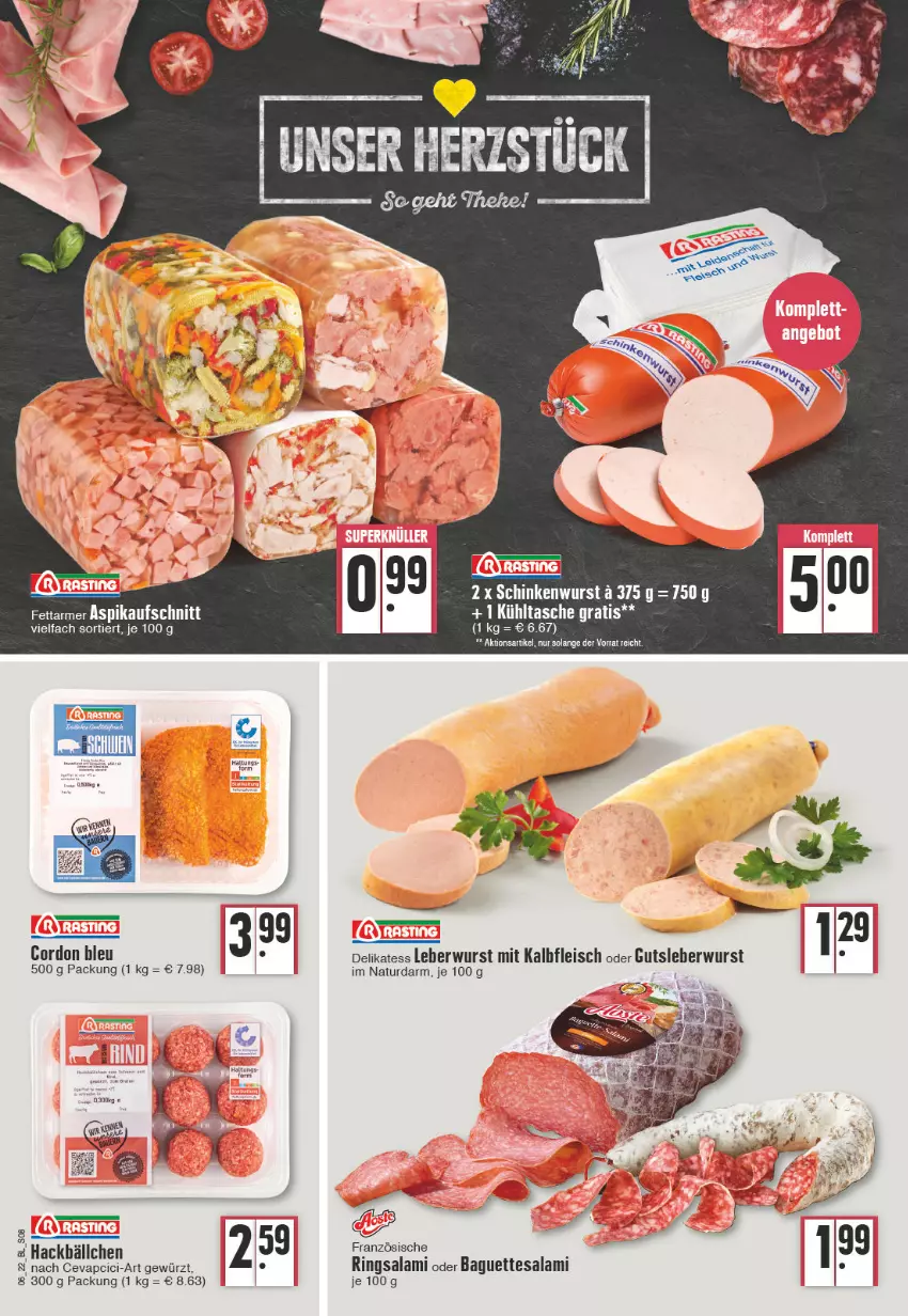 Aktueller Prospekt Edeka - Angebote der Woche - von 07.02 bis 12.02.2022 - strona 8 - produkty: aufschnitt, baguette, baguettes, cordon bleu, eis, fleisch, gewürz, gutsleberwurst, Kalbfleisch, kühltasche, leberwurst, mit kalbfleisch, natur, ring, salami, schinken, schinkenwurst, Tasche, tesa, Ti, wurst