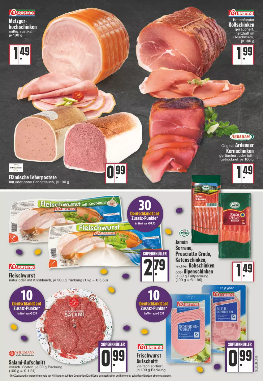 Aktueller Prospekt Edeka - Angebote der Woche - von 07.02 bis 12.02.2022 - strona 9 - produkty: aufschnitt, bier, deutschlandcard, eis, erde, fleisch, fleischwurst, gin, katenschinken, knoblauch, mac, mit knoblauch, natur, pastete, prosciutto, prosciutto crudo, rohschinken, saft, salami, schinken, schnittlauch, serrano, Ti, wurst