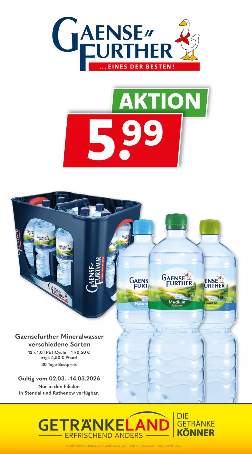 Aktueller Prospekt Getraenkeland - von 01.03 bis 13.03.2026 - strona 8 - produkty: Alwa, bestpreis, eis, Elan, getränk, getränke, mineralwasser, natur, reis, Ti, wasser