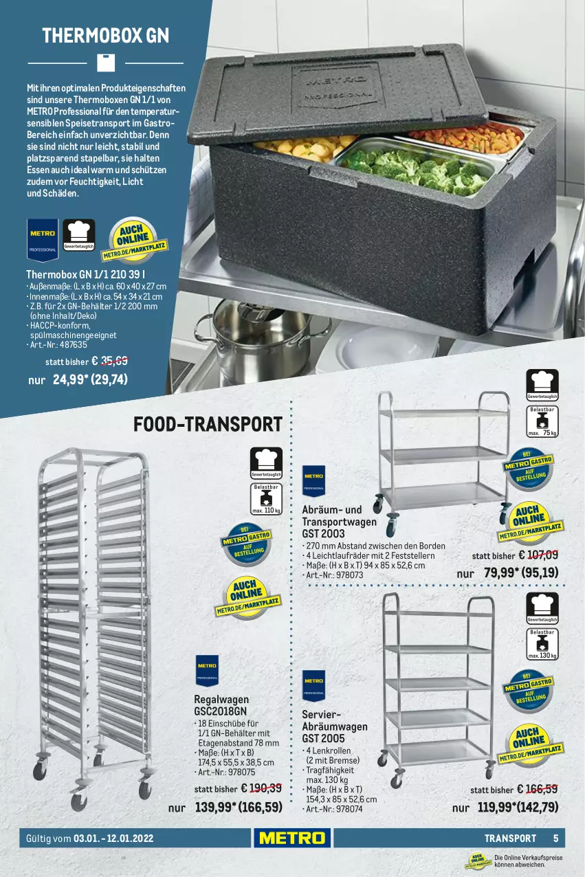 Aktueller Prospekt Metro - Transport Spezial - von 03.01 bis 12.01.2022 - strona 5 - produkty: ACC, Alwa, Behälter, eis, elle, laufräder, Metro, regal, reis, Schütze, Sport, spülmaschinen, teller, Ti, Transportwagen