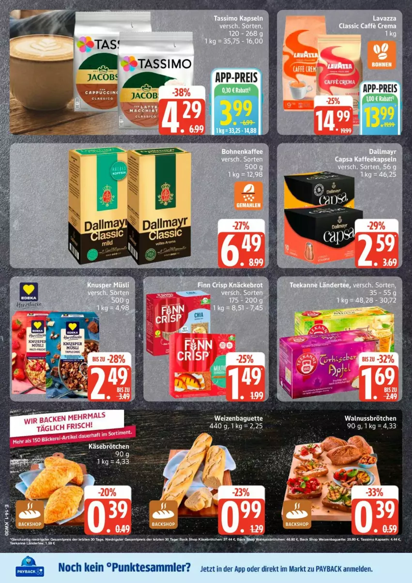 Aktueller Prospekt Edeka - Prospekte - von 20.07 bis 25.07.2026 - strona 16 - produkty: baguette, brötchen, eis, jacobs, Käse, Ländertee, nuss, payback, reis, sim, tassimo, tee, teekanne, tesa, Ti, walnuss, ZTE