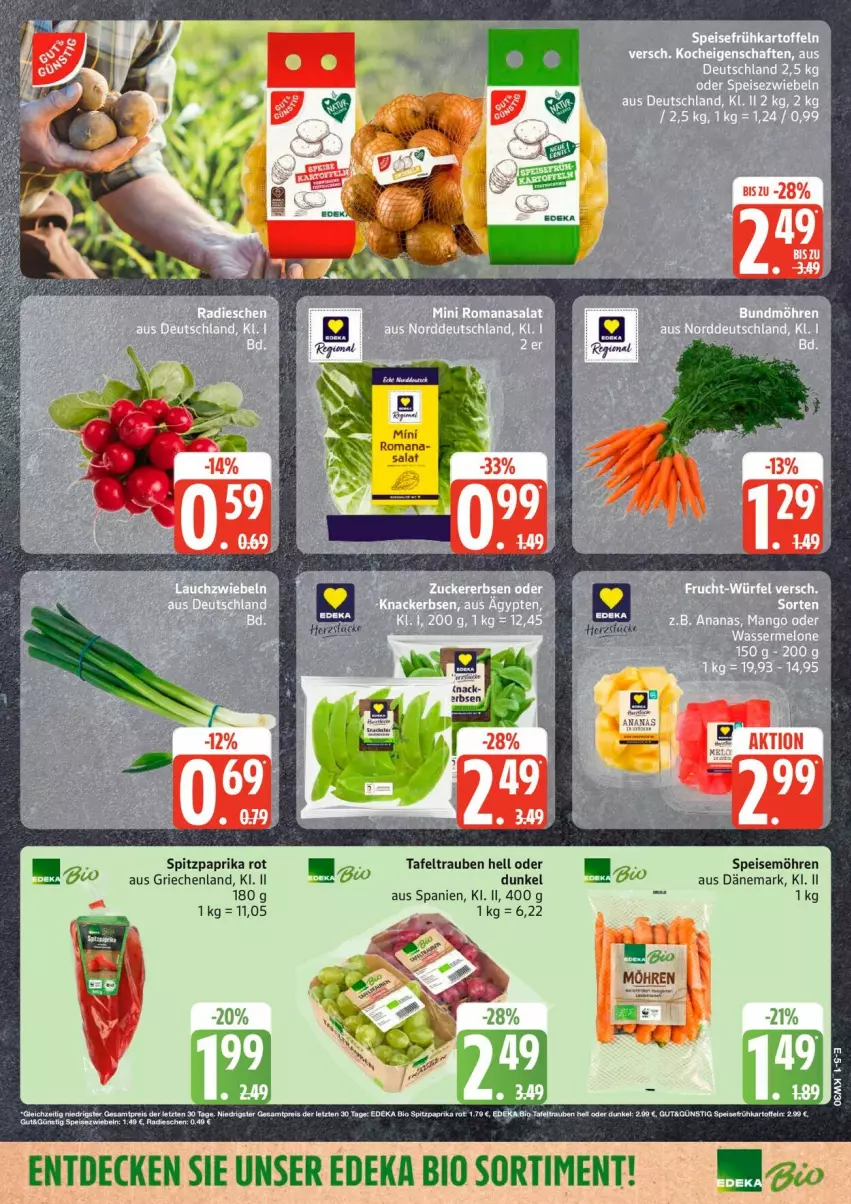 Aktueller Prospekt Edeka - Prospekte - von 20.07 bis 25.07.2026 - strona 5 - produkty: eis, möhren, paprika, paprika rot, speisemöhren, Spitzpaprika, tafeltrauben, trauben