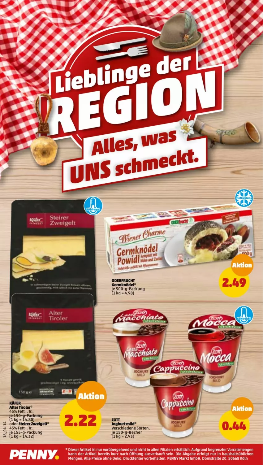 Aktueller Prospekt Penny - Prospekte - von 26.09 bis 01.10.2022 - strona 16 - produkty: Becher, Germ, joghur, joghurt, joghurt mild, käfer, Knödel, Ti, Zweigelt