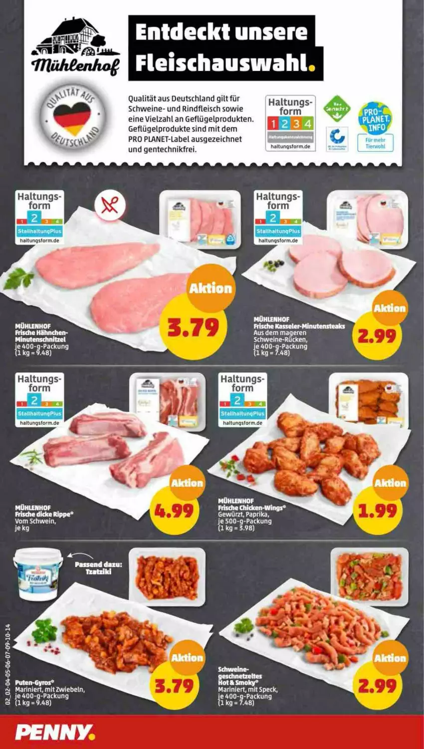 Aktueller Prospekt Penny - Prospekte - von 26.09 bis 01.10.2022 - strona 2 - produkty: eis, ente, fleisch, Frische Hähnchen, Geflügel, geflügelprodukte sind mit dem, minutenschnitzel, paprika, rind, rindfleisch, schnitzel, schwein, schweine, Speck, Ti, wein, weine