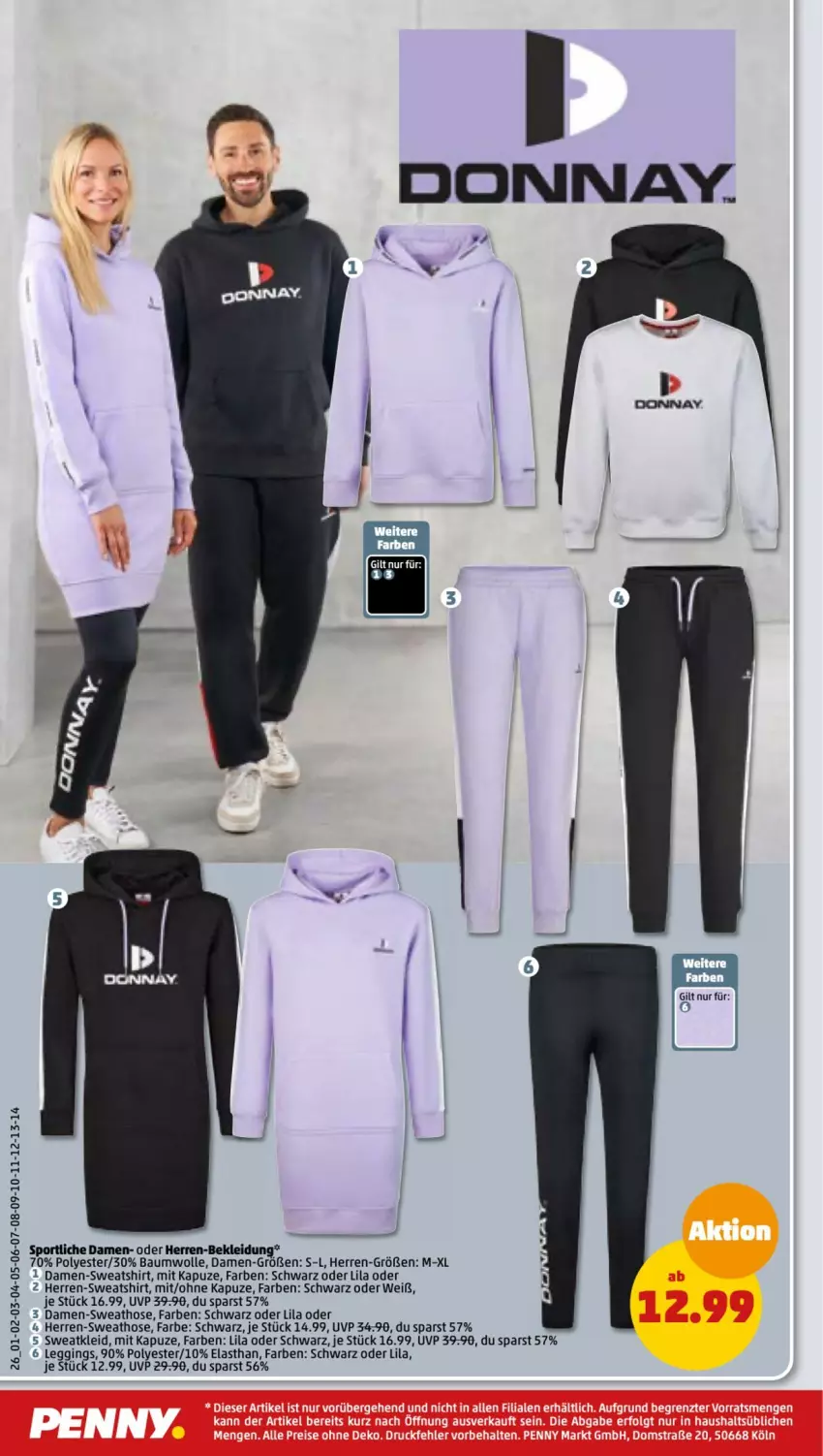 Aktueller Prospekt Penny - Prospekte - von 26.09 bis 01.10.2022 - strona 26 - produkty: Bau, baumwolle, gin, hose, kleid, leggings, shirt, Sport, Sweathose, Sweatkleid, Sweatshirt, wolle