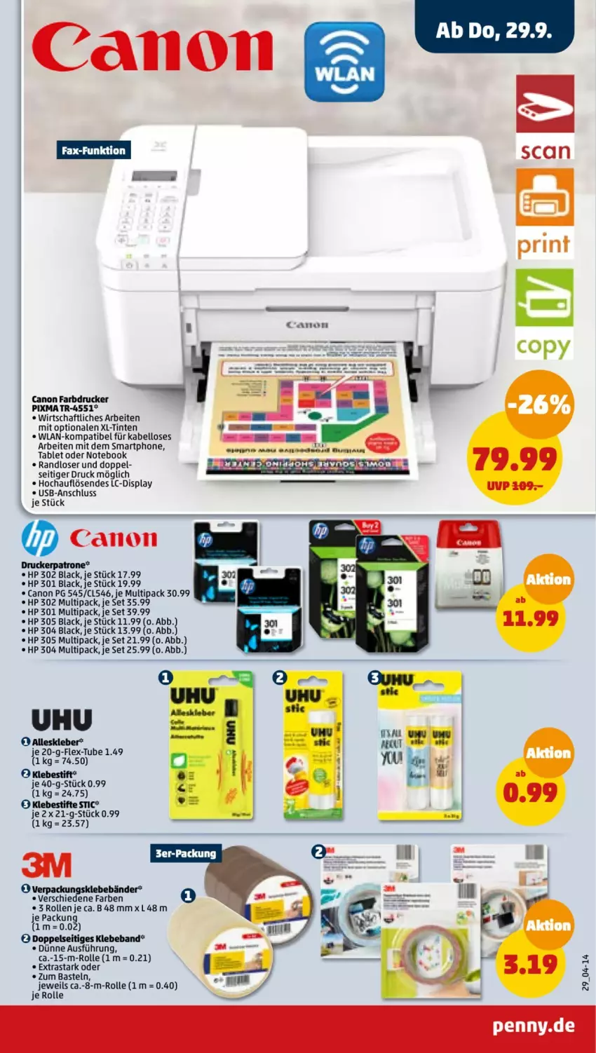 Aktueller Prospekt Penny - Prospekte - von 26.09 bis 01.10.2022 - strona 29 - produkty: Beba, canon, drucker, HP, kleber, lack, notebook, smartphone, stifte, tablet, Ti, usb