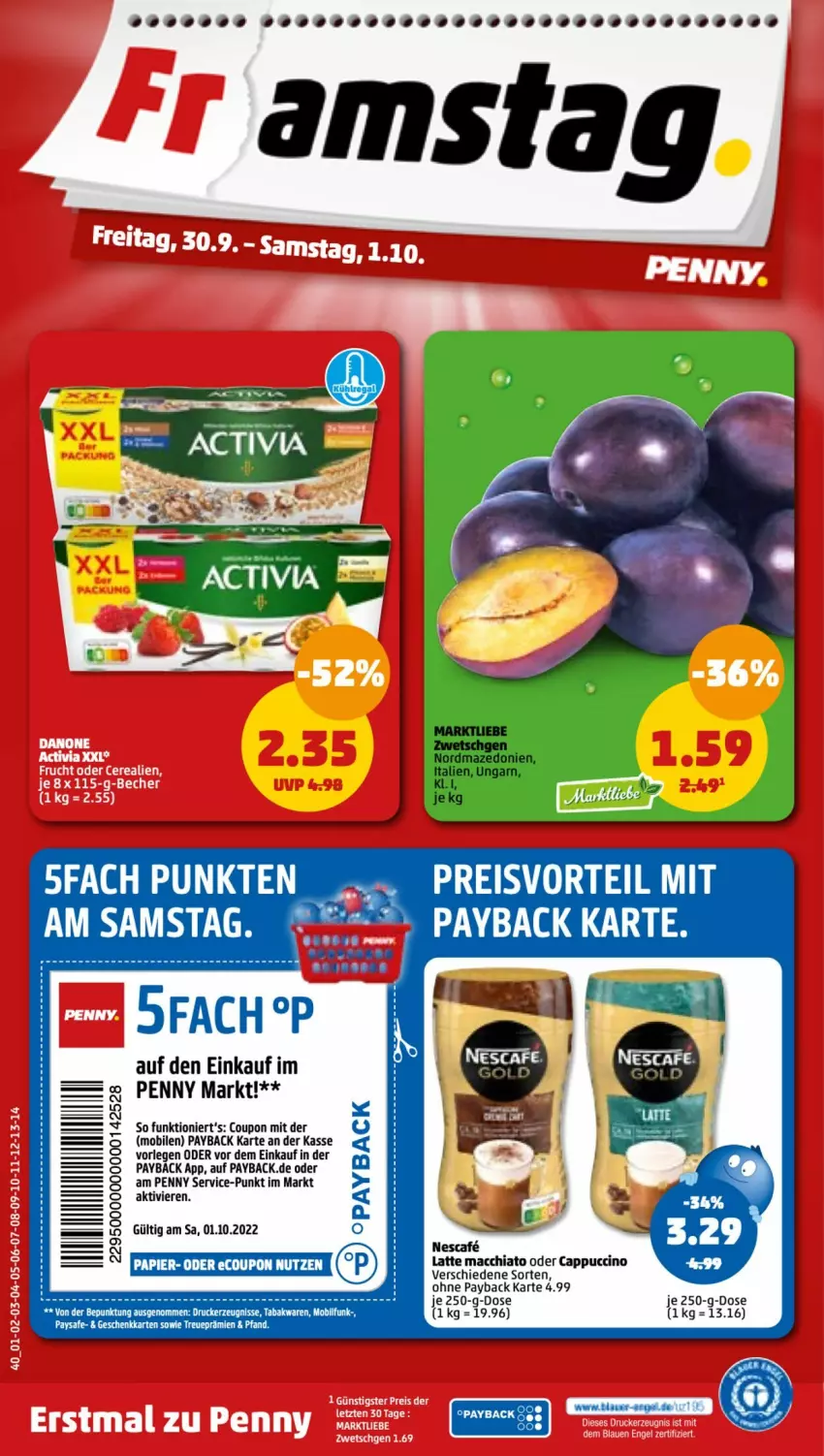 Aktueller Prospekt Penny - Prospekte - von 26.09 bis 01.10.2022 - strona 40 - produkty: ACC, bett, Cap, cappuccino, chia, cin, coupon, drucker, kerze, latte, latte macchiato, mac, macchiato, nescafe, oder cappuccino, papier, payback, tee, Ti, Tiere