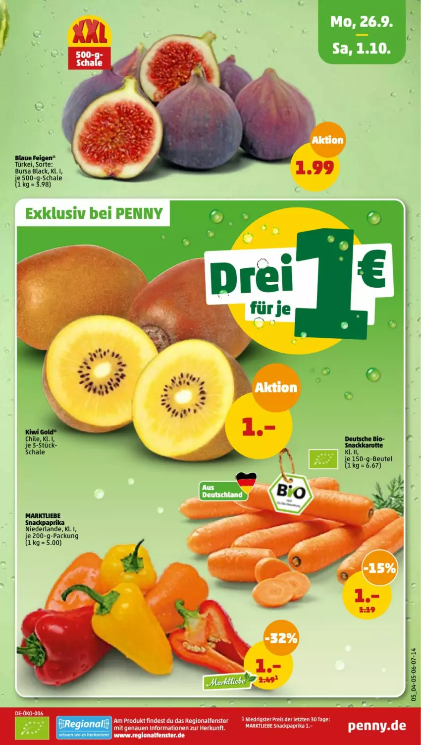 Aktueller Prospekt Penny - Prospekte - von 26.09 bis 01.10.2022 - strona 5 - produkty: beutel, bio, Feigen, lack, paprika, Schal, Schale, snack, Ti