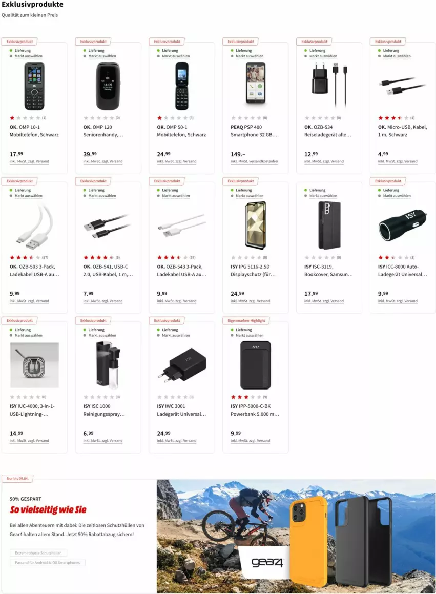 Aktueller Prospekt Media Markt - Prospekte - von 05.04 bis 13.04.2022 - strona 10 - produkty: auto, Bank, deka, eis, ente, ladegerät, ladekabel, lays, leine, ndk, powerbank, Reinigung, reis, schutzhülle, telefon, Ti, usb, versandkostenfrei