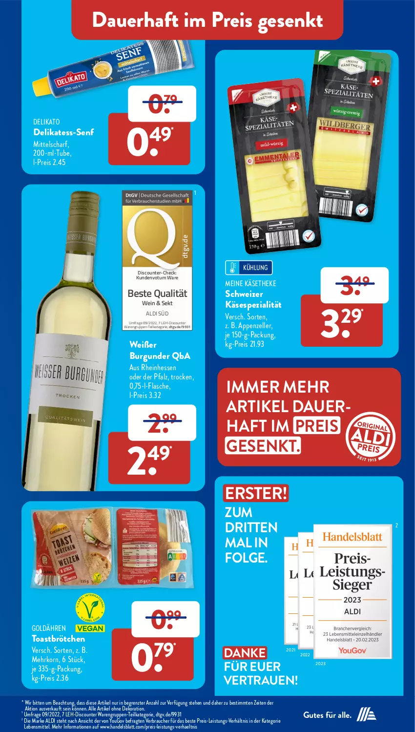 Aktueller Prospekt AldiSud - NÄCHSTE WOCHE - von 24.07 bis 29.07.2023 - strona 13 - produkty: aldi, alle artikel ohne dekoration, appenzeller, auer, brötchen, burgunder, dekoration, discount, eis, elle, flasche, Käse, käsetheke, korn, lebensmittel, LG, Rauch, reis, sekt, senf, Spezi, Ti, toast, wein, Yo, ZTE