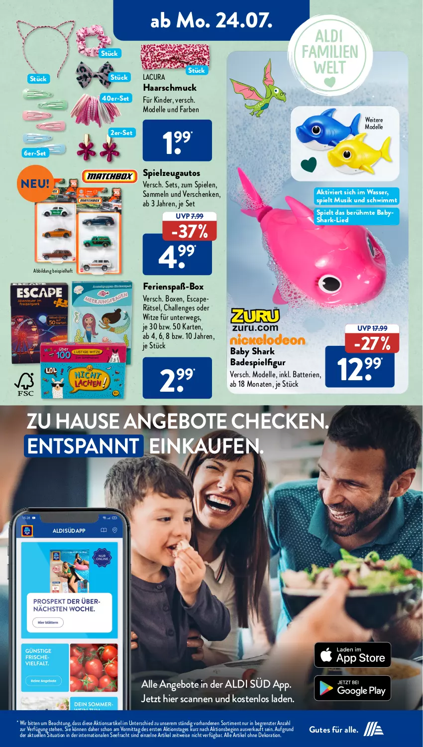 Aktueller Prospekt AldiSud - NÄCHSTE WOCHE - von 24.07 bis 29.07.2023 - strona 15 - produkty: aldi, alle artikel ohne dekoration, angebot, angebote, auto, Bad, batterie, batterien, Cap, dekoration, dell, eis, elle, gin, Haarschmuck, Kinder, Mode, rwe, Schmuck, Spiele, spielzeug, Ti, wasser, ZTE