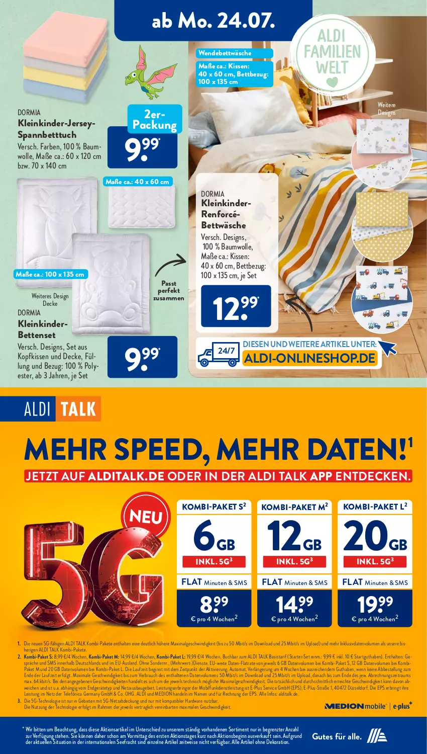 Aktueller Prospekt AldiSud - NÄCHSTE WOCHE - von 24.07 bis 29.07.2023 - strona 17 - produkty: aldi, aldi talk, alle artikel ohne dekoration, auto, Bau, baumwolle, bett, Betten, Betttuch, bettwäsche, buch, decke, dekoration, dormia, eis, elle, Germ, gin, hardware, Kinder, Kinderbett, Kinderbetten, kissen, kopfkissen, LG, medion, Rauch, ring, rwe, spannbetttuch, spee, Ti, tuc, usb, wendebettwäsche, wolle, ZTE