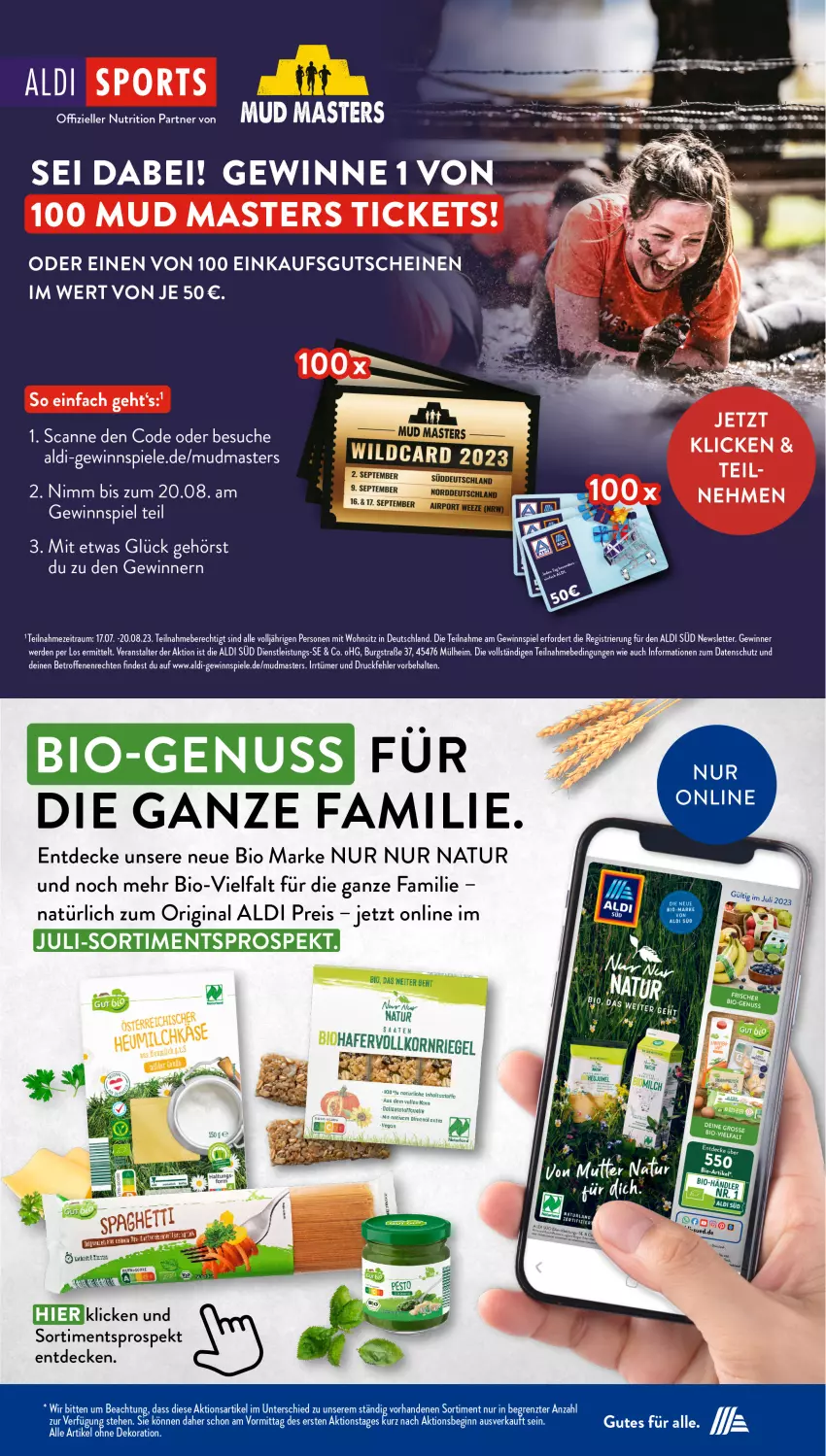 Aktueller Prospekt AldiSud - NÄCHSTE WOCHE - von 24.07 bis 29.07.2023 - strona 52 - produkty: aldi, bio, decke, eis, elle, gewinnspiel, gin, gutschein, gutscheine, hafer, korn, natur, reis, riegel, Spiele, Ti