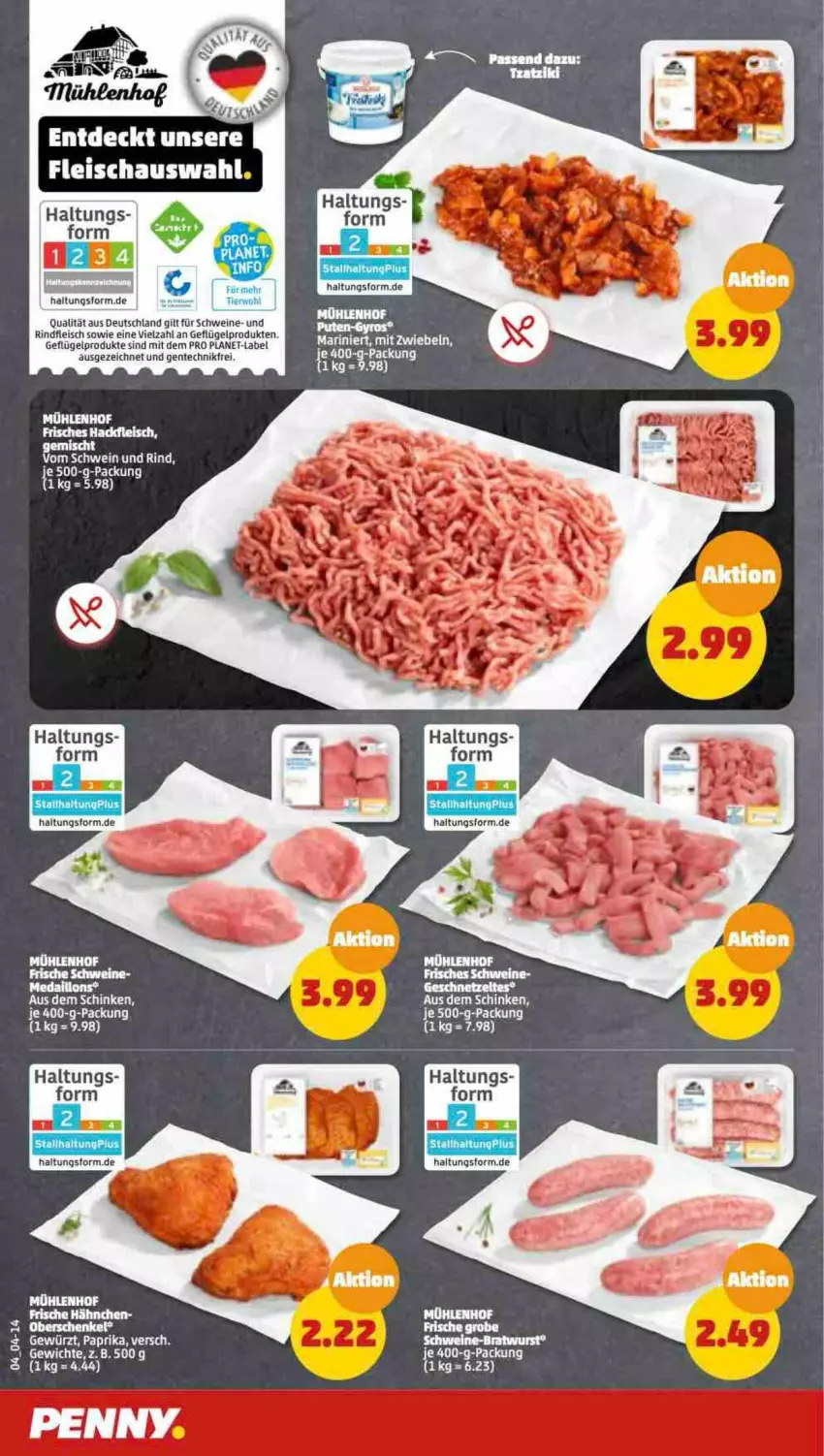 Aktueller Prospekt Penny - Prospekte - von 20.02 bis 25.02.2023 - strona 4 - produkty: bratwurst, eis, ente, fleisch, Frische Hähnchen, Geflügel, geflügelprodukte sind mit dem, gyros, medaillons, mit zwiebeln, pute, rind, rindfleisch, schinken, schwein, schweine, wein, weine, wurst, zwiebel, zwiebeln