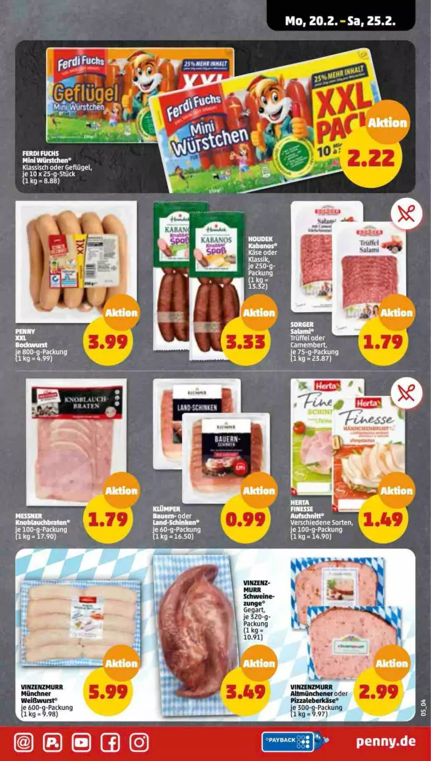 Aktueller Prospekt Penny - Prospekte - von 20.02 bis 25.02.2023 - strona 5 - produkty: braten, ferdi fuchs, Geflügel, Käse, leberkäs, leberkäse, pizza, schwein, schweine, wein, weine, Weißwurst, wurst, würstchen