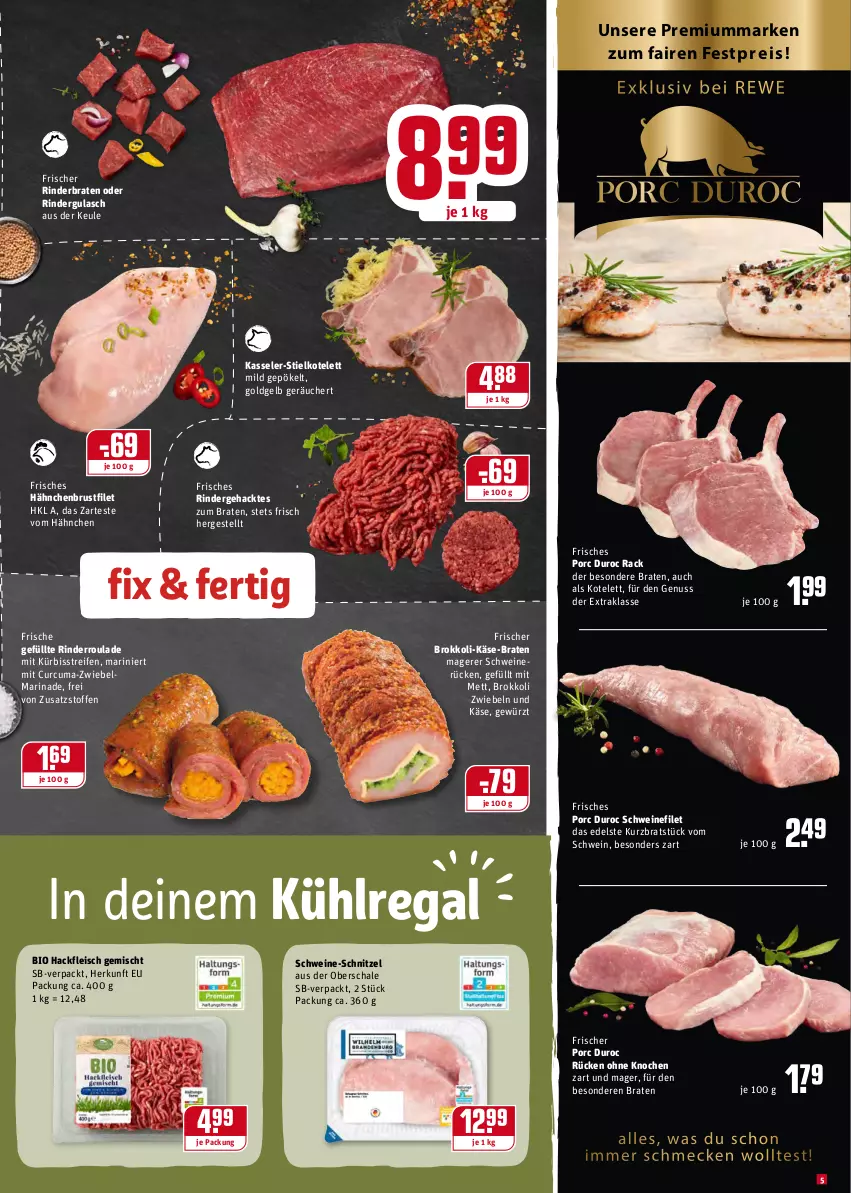 Aktueller Prospekt Rewe - REWE Ihr Kaufpark - von 13.12 bis 18.12.2021 - strona 5 - produkty: bio, braten, brokkoli, brustfilet, eis, filet, fleisch, gewürz, gulasch, hackfleisch, hackfleisch gemischt, hähnchenbrust, hähnchenbrustfilet, Käse, kasseler, kotelett, kühlregal, Kürbis, marinade, Mett, nuss, oder rindergulasch, regal, reifen, rind, rinder, rinderbraten, rindergulasch, Rinderroulade, Schal, Schale, schnitzel, schwein, schweine, schweine-schnitzel, schweinefilet, schweinerücken, Ti, wein, weine, zwiebel, zwiebeln