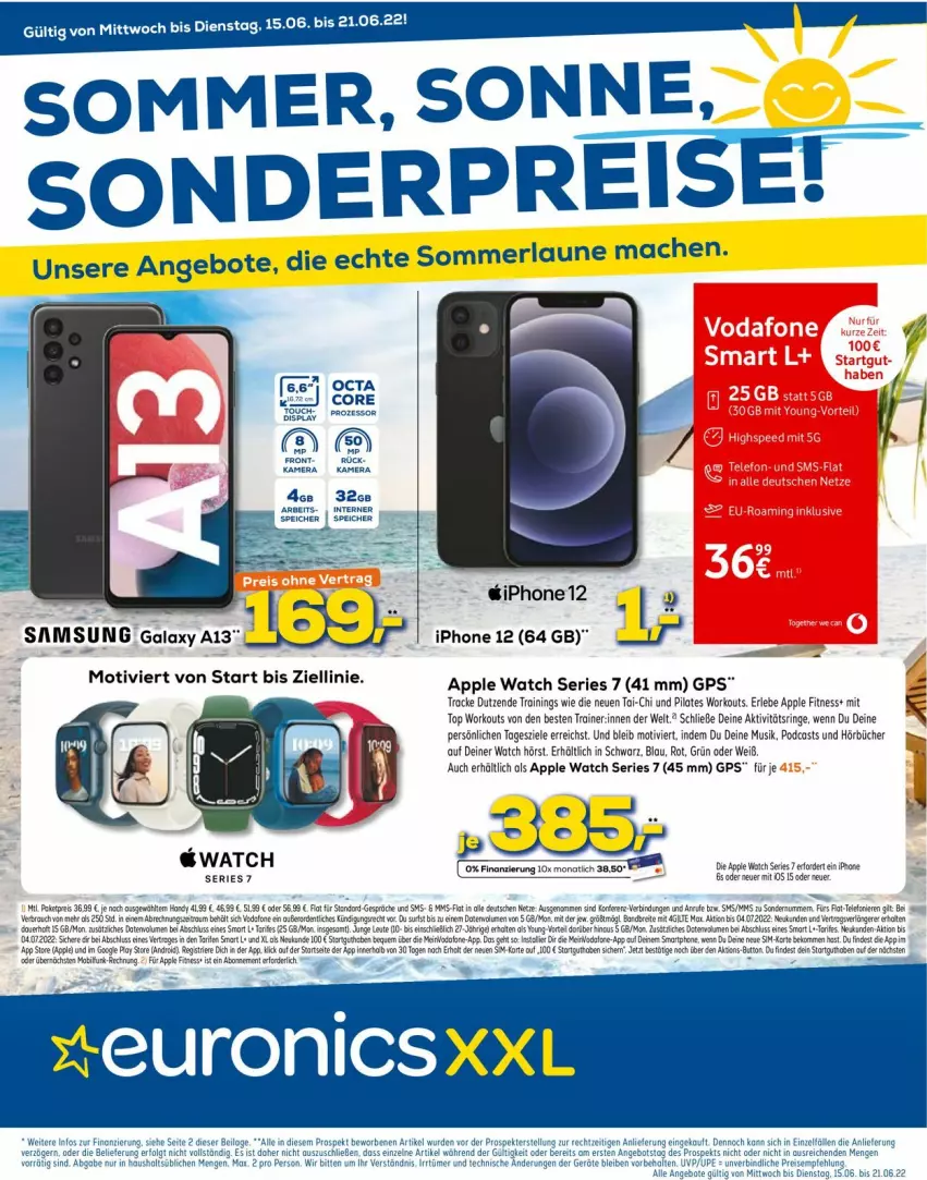 Aktueller Prospekt Euronics - Prospekte - von 15.06 bis 22.06.2022 - strona 1 - produkty: angebot, angebote, Apple, Apple Watch, Apple Watch SE, eis, GPS, iphone, IPhone 12, IPhone SE, kamera, LG, mac, merl, reis, ring, sim, Ti