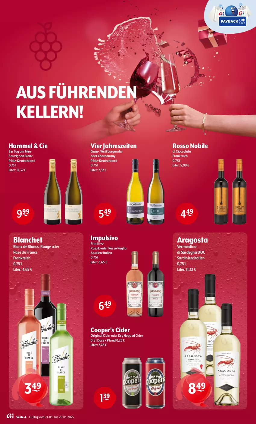 Aktueller Prospekt Getraenke Hoffmann - Prospekte - von 24.03 bis 29.03.2025 - strona 4 - produkty: burgunder, chardonnay, cider, cola, de blancs, elle, gin, primitivo, rosato, rouge, sauvignon, sauvignon blanc, Ti, Weißburgunder